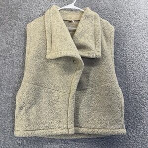 Lucy Vest Womens Large Beige Sherpa Fleece Sleeveless Snap Front Cozy Outdoor